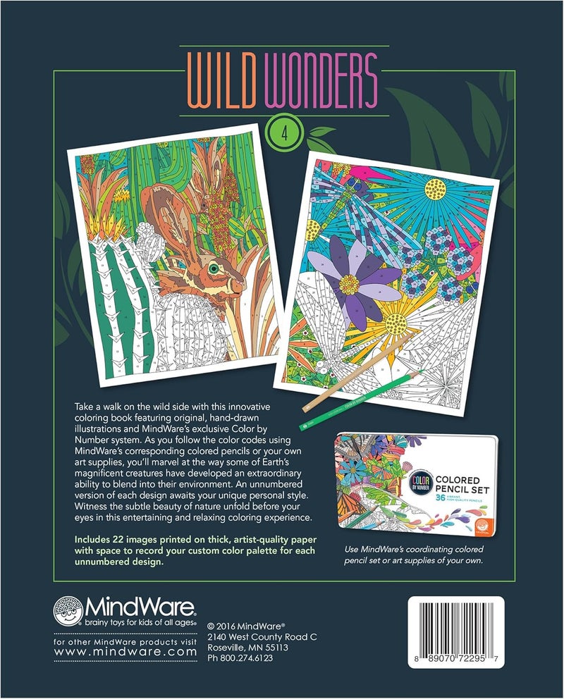Mindware Color By Number Wild Wonders (Book 4) Animal Coloring Book For Kids - Image 3